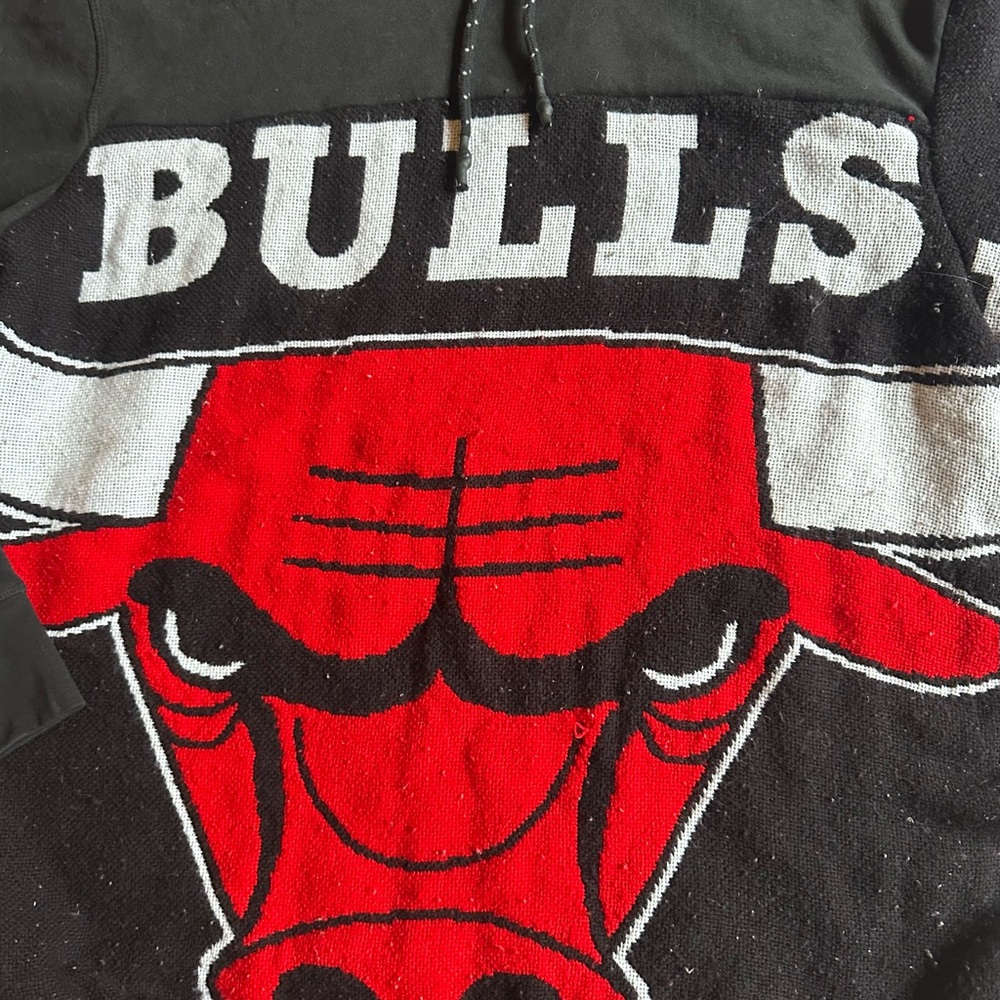Chicago bulls vintage reworked upcycled Black and Red Bulls Graphic Hoodie! - Picture 3 of 8